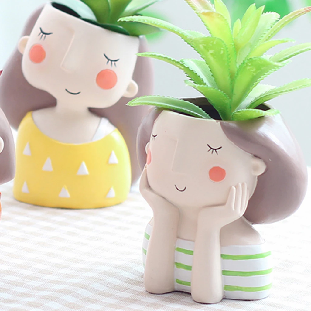 Lovely Girl Resin Pots Succulent Pots